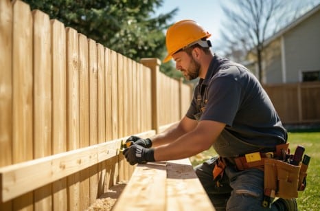 Cedar Fence Contractor doing his job