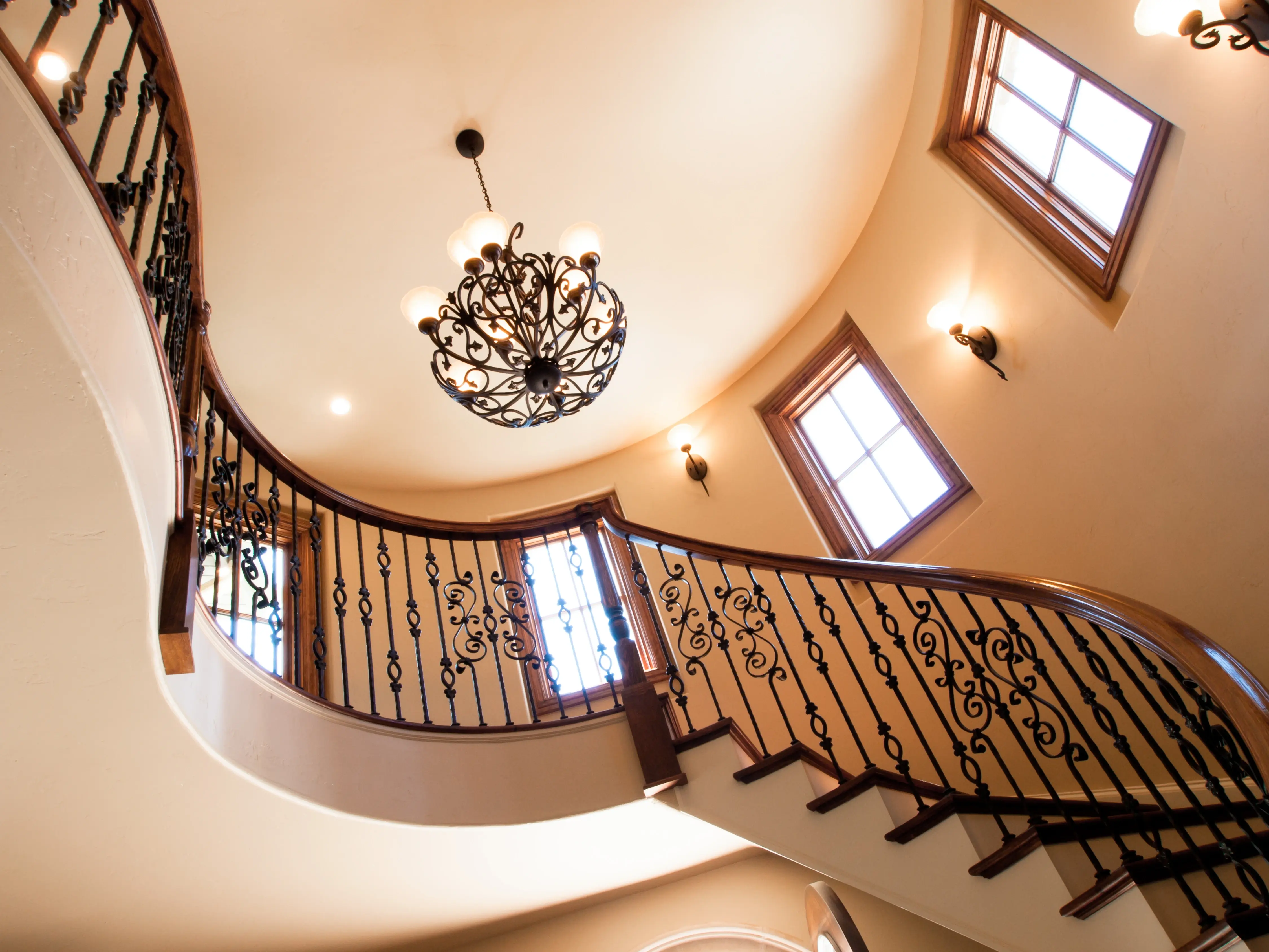 Stairs and railings in a luxury home
